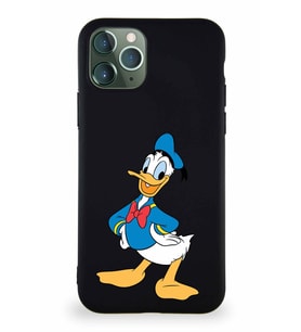 Apple iPhone 11 Pro Soft Premier Kapak Donald Duck-C Tasarımlı Silikon Kılıf - Siyah (Şeffaf)