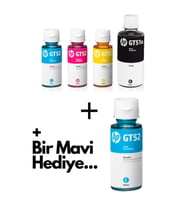 Gt51xl Deskjet Gt5811 Siyah Sarı Mavi Kırmızı 4 Renk Orjinal Mürekkep Takımı + 1 Mavi