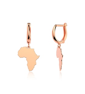 Sade Afrika Kıtası Rose Gümüş Küpe