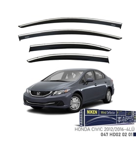 Niken Honda Civic FB7 Cam Rüzgarlığı Kromlu 2012-2016 4'Lü (Beyaz)