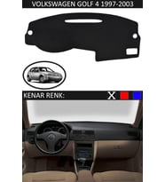 Volkswagen Golf 4 1997-2003 Için Uygun Torpido Koruma Halısı Siyah Kenar Renk Siyah