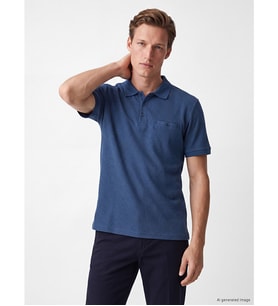 LCWAIKIKI Classic İndigo Polo Yaka Dokulu Erkek Tişört