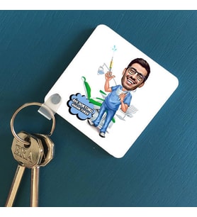 Kişiye Özel Diş Hekimi Karikatürlü Anahtarlık
