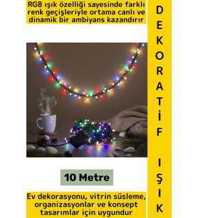 Dekoratif Aydınlatma Ev Vitrin Organizasyon Süsleme Çok Şık Estetik Damla Uçlu 100 Led Işık 10 Metre