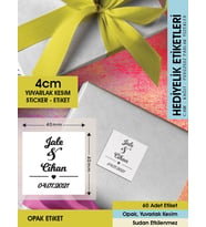 Kalp Figürlü Etiket, Cemiyet için Ürünlerinize Özel 4 Cm - 60 Adet Opak Etiket