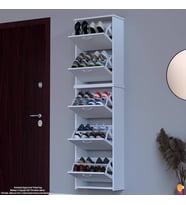 Modilayn VERVE Asma Kapı Önü 52x194x26 cm’ lik 5 Düşer Kapak 10 Göz Bölmeli Ayakkabılık