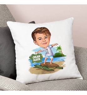 Kişiye Özel Hayvan Sever Çocuk Karikatürlü Yastık