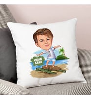 Kişiye Özel Hayvan Sever Çocuk Karikatürlü Yastık