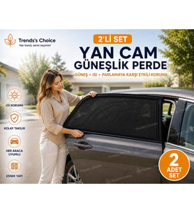 2 Adet Araç Yan Cam Güneşlik Perde UV Korumalı Esnek Oto Cam Gölgelik Oto Yan Cam Perde