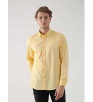 Sarı Erkek Regular Fit Oxford Brent Düğmeli Yaka Uzun Kol Gömlek - 94862