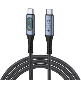 Lexroo LED Ekranlı 240W USB C - USB C Hızlı Şarj Kablosu, USB-C PD 3.1, Naylon Örgülü Tip C Erkek