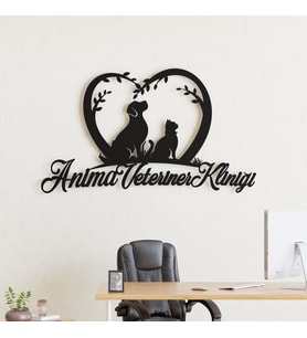 Veteriner Hekim ve Kliniklere Özel Duvar Logosu Metal Tablo