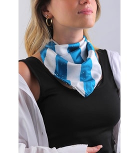 Mavi - Beyaz Çizgi Desen Fular Bandana 55-55 cm  KDNF14