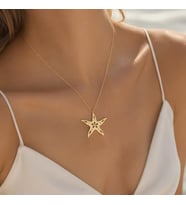 Kişiye Özel 925 Ayar Gümüş Deniz Yıldızı Model Kolye (Gold)