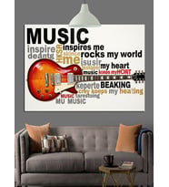 Müzik Ve Gitar Sloganları Dekoratif Kanvas - Mdf Ahşap Tablo