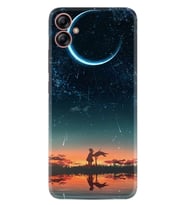 Samsung Galaxy A04E Kılıf Silikon Desen Özel Seri Ay ve Kız 1720