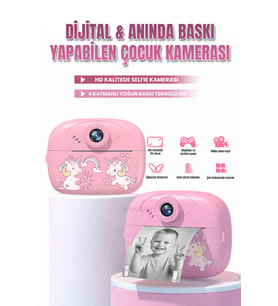 Baskı Özellikli Çocuk Dijital Fotoğraf Makinesi Termal Yazıcılı, Video Kayı
