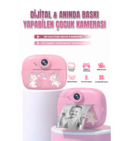 Baskı Özellikli Çocuk Dijital Fotoğraf Makinesi Termal Yazıcılı, Video Kayı