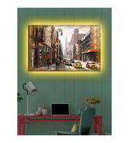 Led Işıklı Sokak Yağlı Boya (yatak Odası Tablosu)