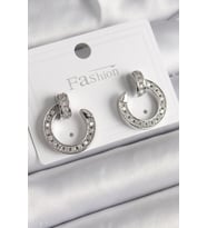 Pirinç Gümüş Renk Zirkon Taşlı Çivi Halka Model Kadın Küpe 5886 - SSSSSS4851-4526