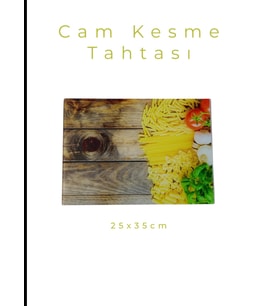 Cam Kesme Tahtası* Mutfak Tahtası Kare 25x35cm Makarna Görünümlü