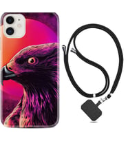 Apple iPhone 11 12 13 Mini Kılıf Boyun Askılı Silikon Red Eagle 1752