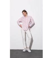 Çizgili Boyfriend Oversize Poplin Kadın Gömlek