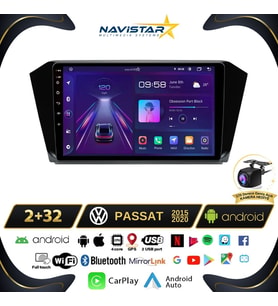 Passat B8 10 Inç 2+64GB Kablosuz Carplay Android 13 Navigasyon Multimedya Sistemi