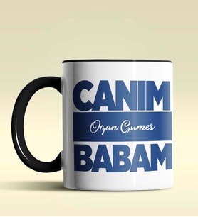 Kişiye Özel Canım Babam 6 Tasarımlı Siyah Kupa Bardak (Siyah)