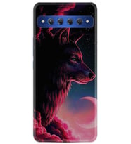 TCL 10 Plus Kılıf Desenli Silikon Wolf and Moon