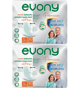 Evony Premium Hasta Bezi Yetişkin Bel Bantlı Tekstil Yüzey L-Büyük 60 Adet