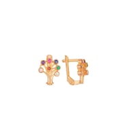 Gümüş rose renkli taşlı j model hayat ağacı küpe SGTL11634ROSE