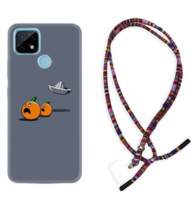 Realme C11 C21 C21Y C25Y C11 2021 Kılıf Boyun Asklı Rasta Silikon Orange Escape 1374