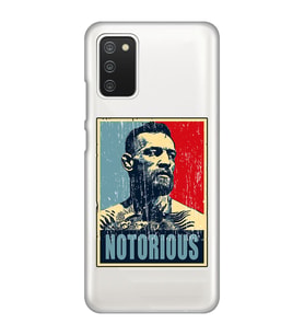 Samsung Galaxy A02S Uyumlu Conor Mcgregor Notorious Desenli Şeffaf Telefon Kılıfı