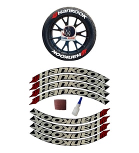 Hankook Otomobil Motosiklet 3D Araç Lastik Jant Yazısı Arma Sticker Şerit  Kırmızı - Beyaz _ 8'Li Set