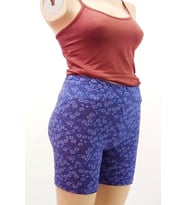 Çiçekli Baayan Likralı Şort (Saks)