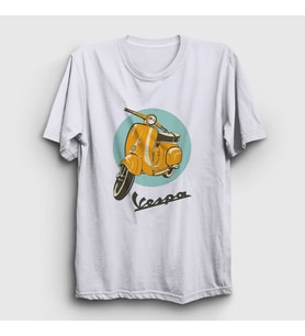 Presmono Unisex Beyaz Vintage Vespa Motorsiklet Scooter T-Shirt 444841tt