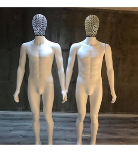 Vitrin Mankeni - Erkek Plastik Boy Mankeni - Metal Gold Kaplama Kafes Kafalı - Manken (Vitrin RAF)