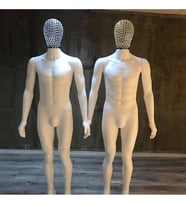 Vitrin Mankeni - Erkek Plastik Boy Mankeni - Metal Gold Kaplama Kafes Kafalı - Manken (Vitrin RAF)