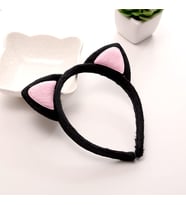 Sevimli Kedi Kulak Pofuduk Kedi Taç Siyah İçi Pembe Renk 17x15 cm pop