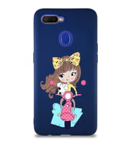 Oppo A5S Soft Premier Kapak Vespagirl Tasarımlı Silikon Kılıf - Lacivert (Şeffaf)