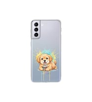 Samsung Galaxy S21 Plus ile Uyumlu Splash Köpek Tasarımlı Şeffaf Silikon Kılıf