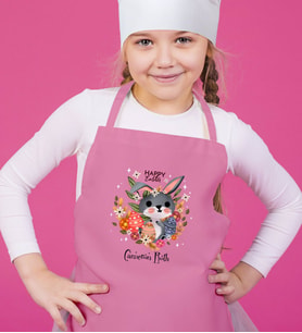 BK Gift Kişiye Özel Paskalya Bayramı Pembe Çocuk Mutfak Önlüğü-12
