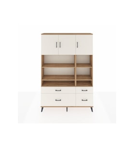 Arges Dolap 10 Raflı 4 Çekmeceli 3 Kapaklı 132x30x195 Çam-Aytaşı/Aytaşı