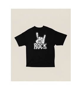 Rock And Roll Baskılı Unisex Oversize Tişört