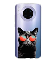 PrintiFy Huawei Mate 30 ile Uyumlu 1mm Slim Fit Kedi 3 050d Baskılı Şeffaf  Kılıf