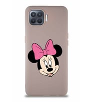 Oppo Reno 4 Lite Soft Premier Kapak Minnie Mouse-C Tasarımlı Silikon Kılıf - Pudra (Şeffaf)