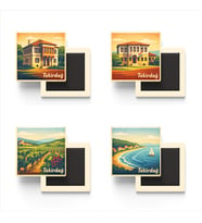 Tekirdağ - Baskılı Buzdolap Magneti Kare - 9x9 cm - 4 Adet