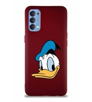 Oppo Reno 4 Soft Premier Kapak Donald Duck-B Tasarımlı Silikon Kılıf - Mürdüm (Şeffaf)