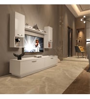 Decoraktiv Eko 5DAB Mdf Std Tv Ünitesi Tv Sehpası - Parlak Beyaz (Beyaz)